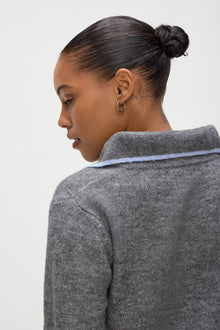 Carolyn Fuzzy Collard Sweater in Winter Sky Grey