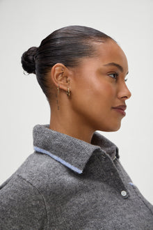 Carolyn Fuzzy Collard Sweater in Winter Sky Grey