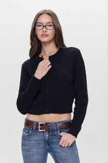 Dudley Cable Knit Cardigan Black