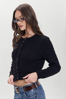 Dudley Cable Knit Cardigan Black