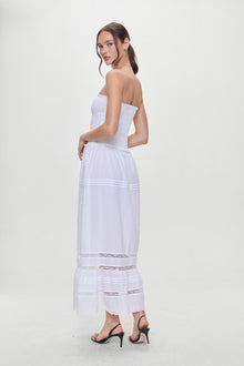 Empress Strapless Smocked Maxi Dress White
