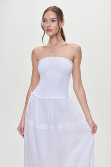 Empress Strapless Smocked Maxi Dress White