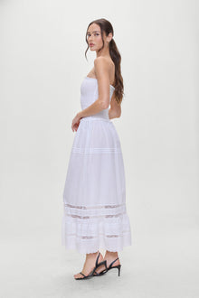 Empress Strapless Smocked Maxi Dress White