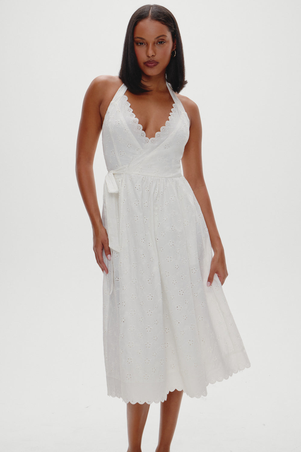 x BELLA HADID Fort Worth Fairy Midi Dress - Salt Air Eyelet