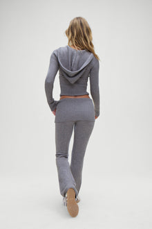 Heritage cloud knit zip up hoodie grey rain cloud