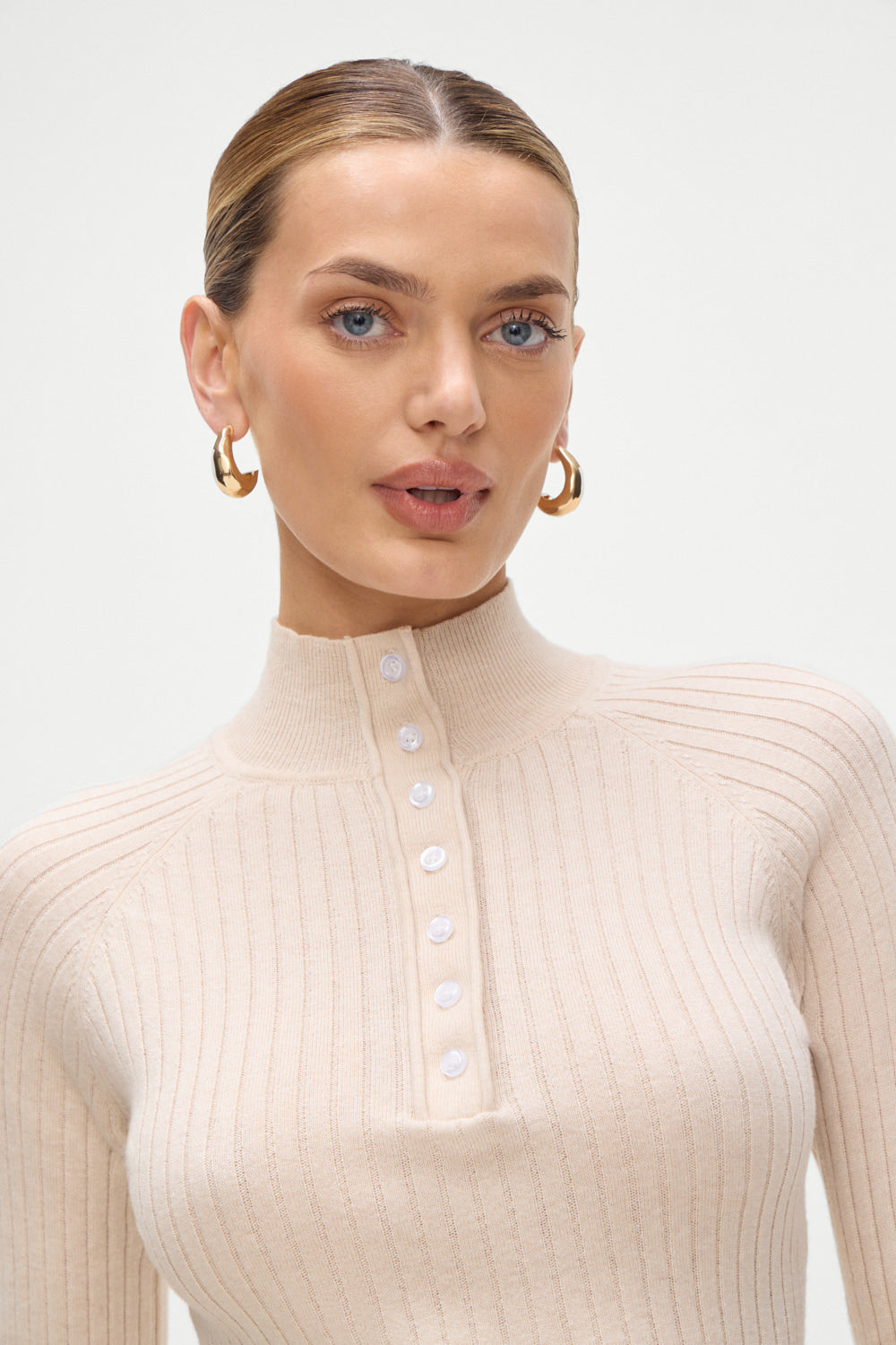 Isla Long Sleeve Mini Dress in Cream