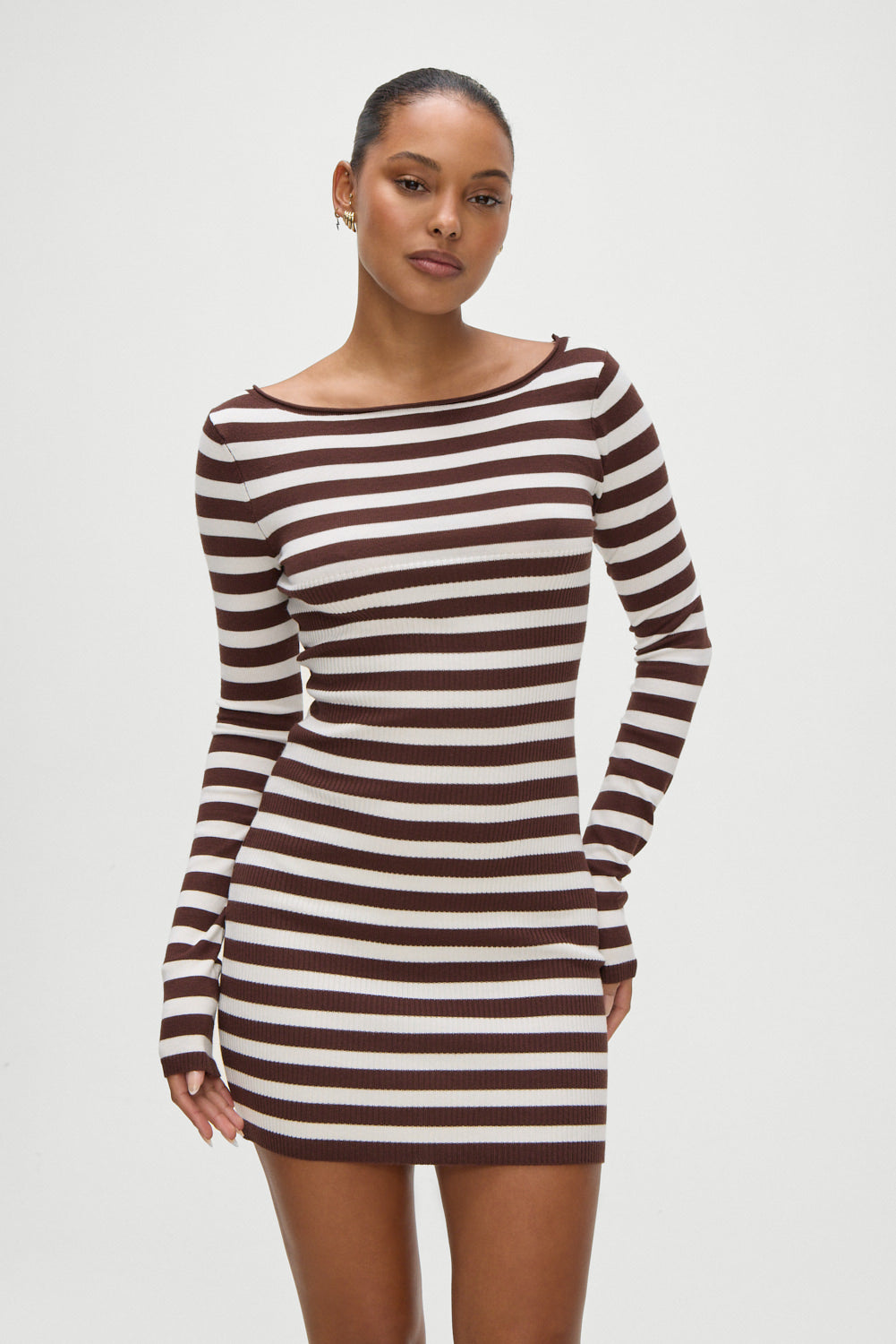 Luca Knit Mini Dress Brown Sugar Stripe
