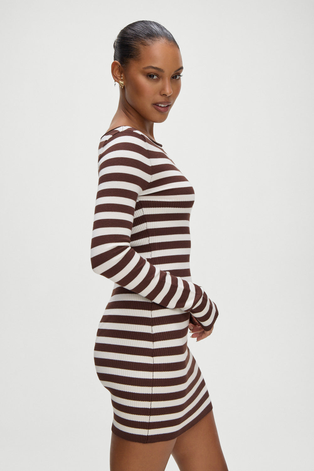 Luca Knit Mini Dress Brown Sugar Stripe