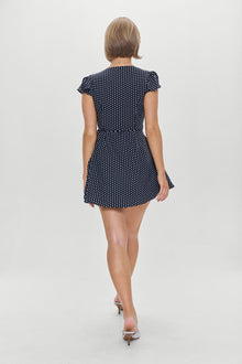 Lucy Wrap Mini Dress Classic Polka Dot