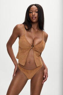 BELLA HADID Lucy Tankini Bikini Top Sunkissed Suede