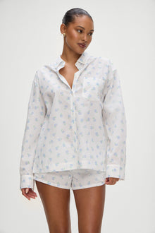 Farmhouse Poplin Boxer Short in Periwinkle Blue and White Floral Print