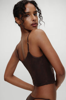 BELLA HADID Ranch Corset Bikini Top Cocoa