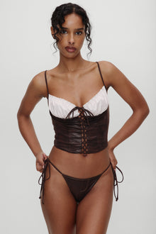 BELLA HADID Ranch Corset Bikini Top Cocoa