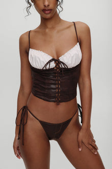 BELLA HADID Ranch Corset Bikini Top Cocoa