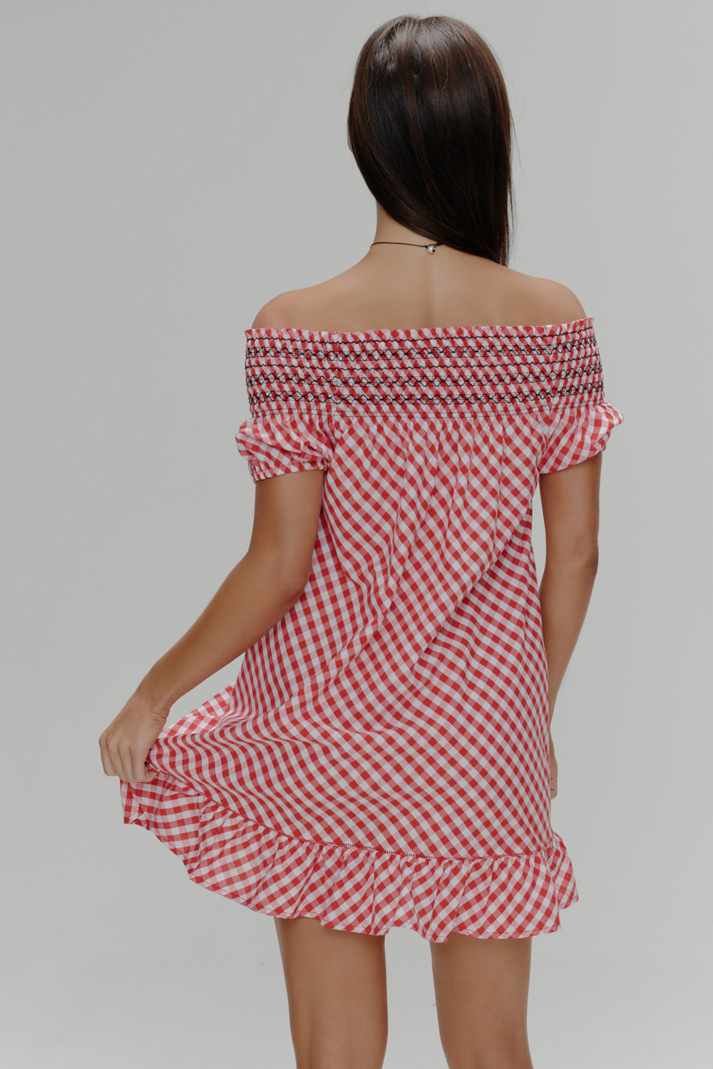 Ruby Gingham Babydoll Dress Cherry Picnic