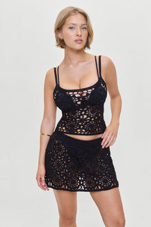 Seaside Crochet Tank Top Black
