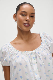 Starlet Poplin Mini Dress in Periwinkle Blue and White Floral Print