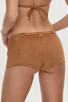 BELLA HADID Wrangler Booty Shorts Sunkissed Suede