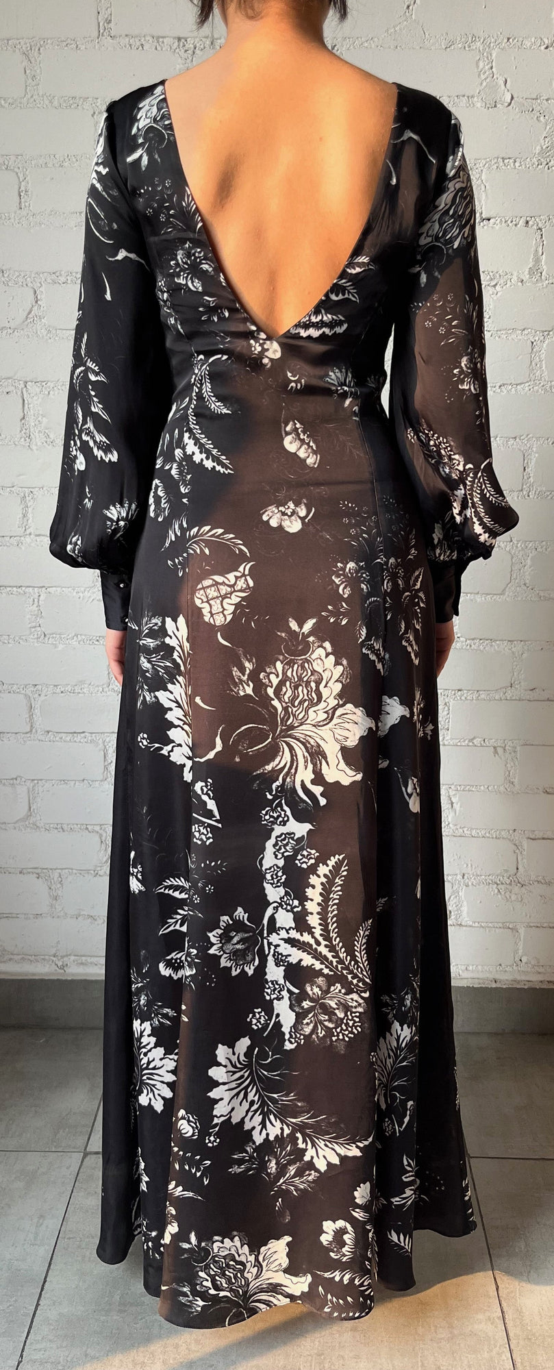 Dea Long Dress | Black/White