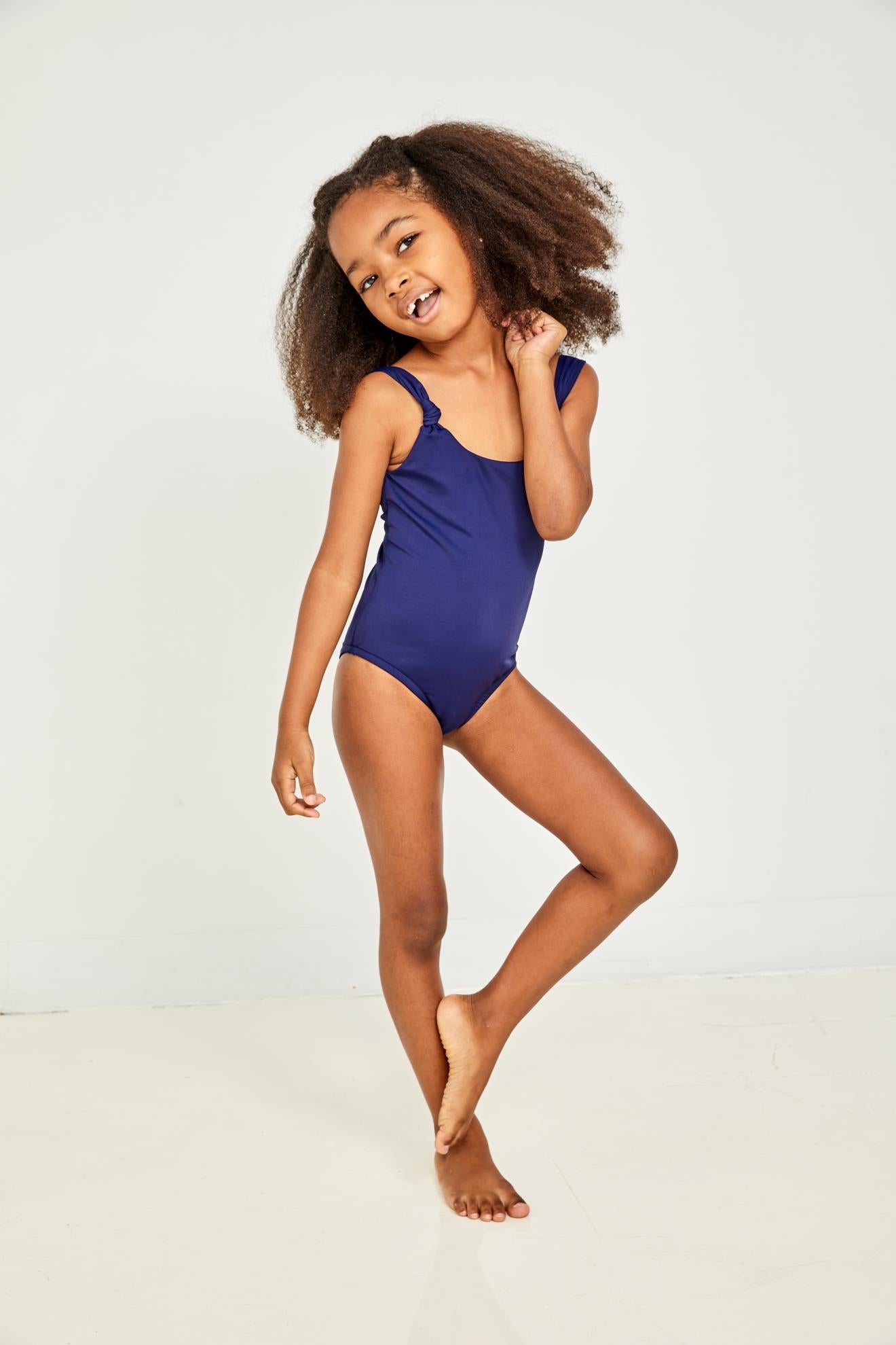 Girls |  Knotted One|Piece Swimsuit | Cobalt Water