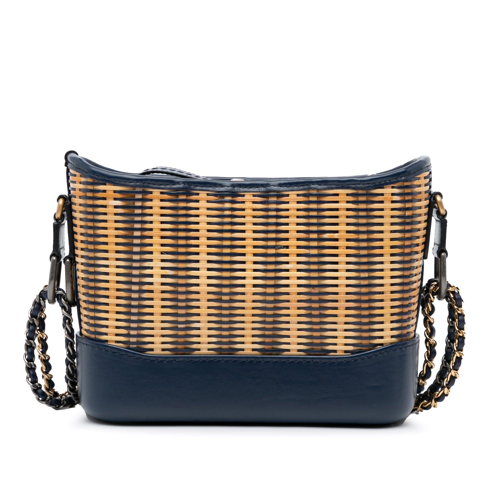 Chanel | Pre-Owned Small Rattan Gabrielle Crossbody | Brown/Blue/Navy
