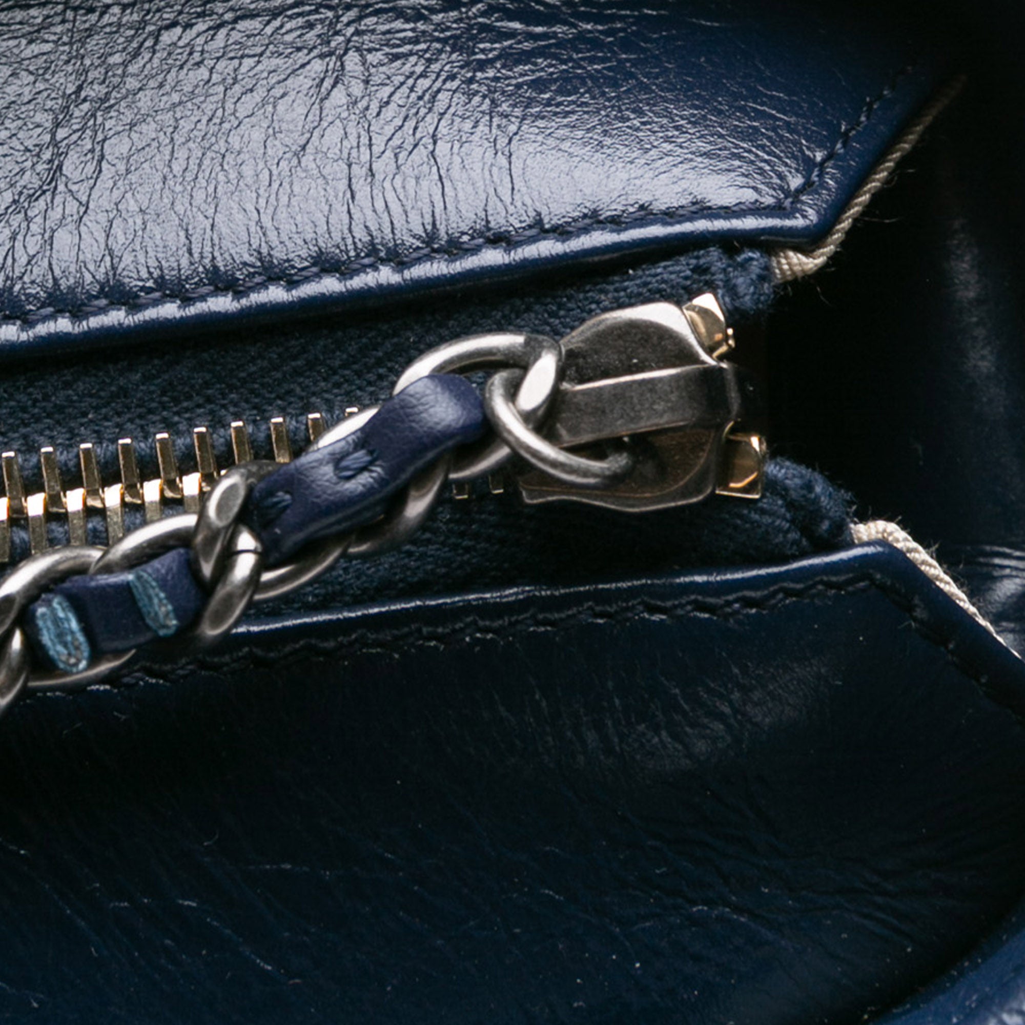 Chanel | Pre-Owned Small Rattan Gabrielle Crossbody | Brown/Blue/Navy