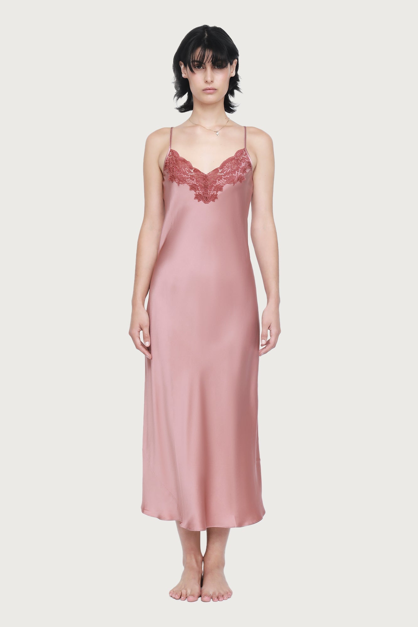 Silk Lace Slip by Ginia in Mauve