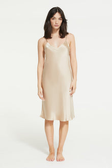 GINIA Silk Midi Slip in Mink - 100% 19mm Silk Grade 6A