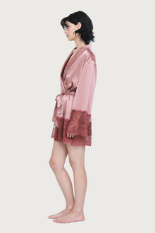 Silk Lace Robe by Ginia in Mauve