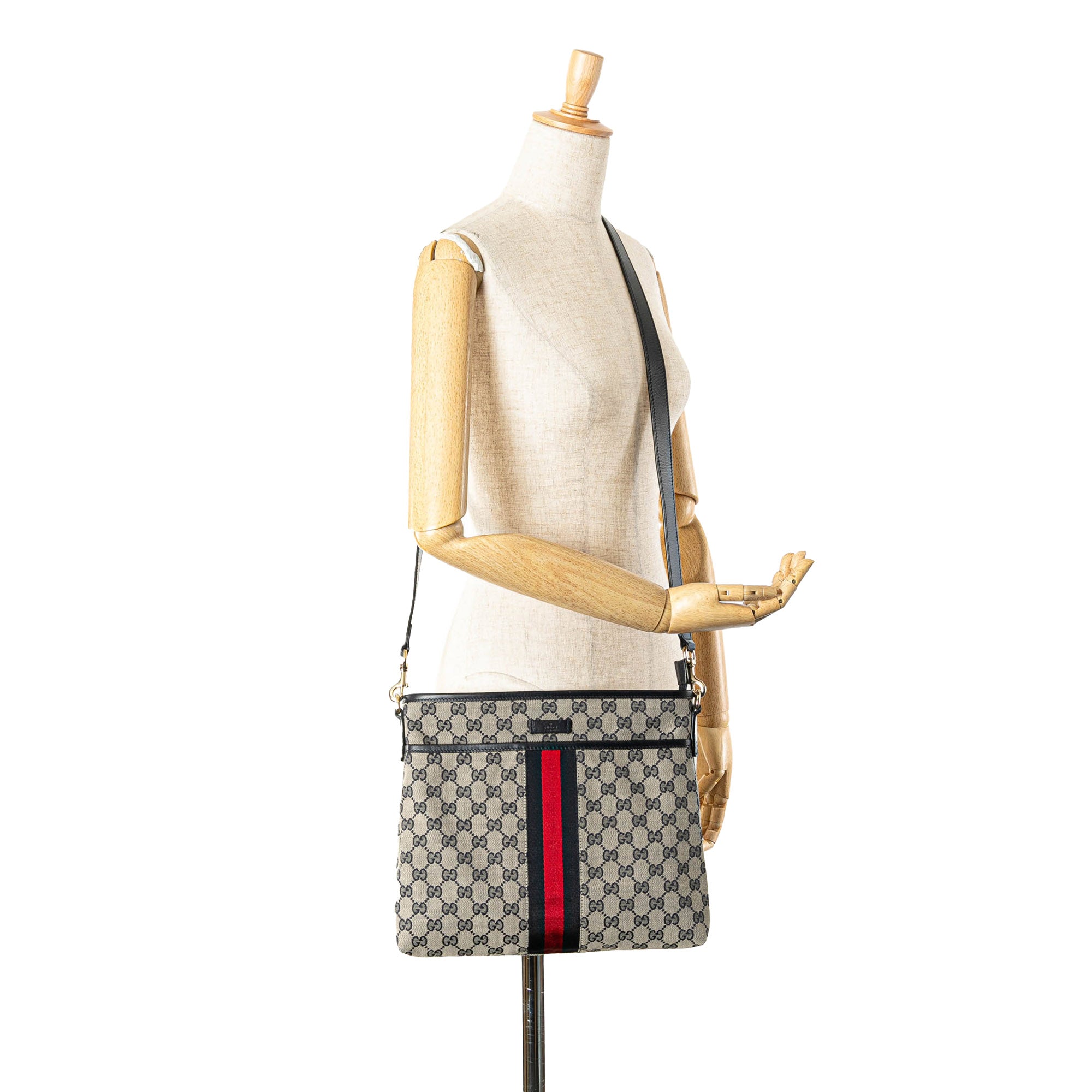 Gucci | Pre-Owned GG Canvas Web Crossbody | Gray