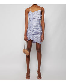 GCDS | Women | Asymmetrical Gathered Logo Dress | New Light Blue