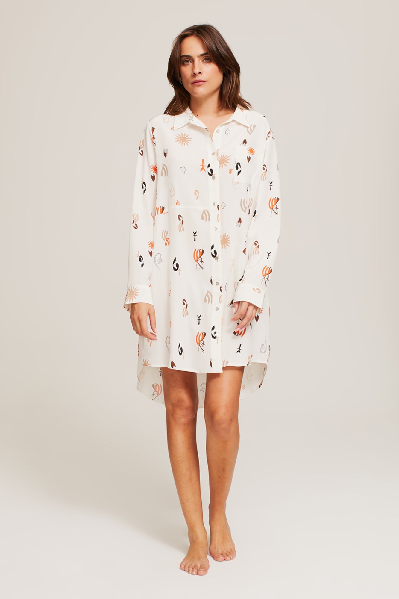 GINIA Sleep Shirt  in Hepworth Print - 100% 19 Momme Silk