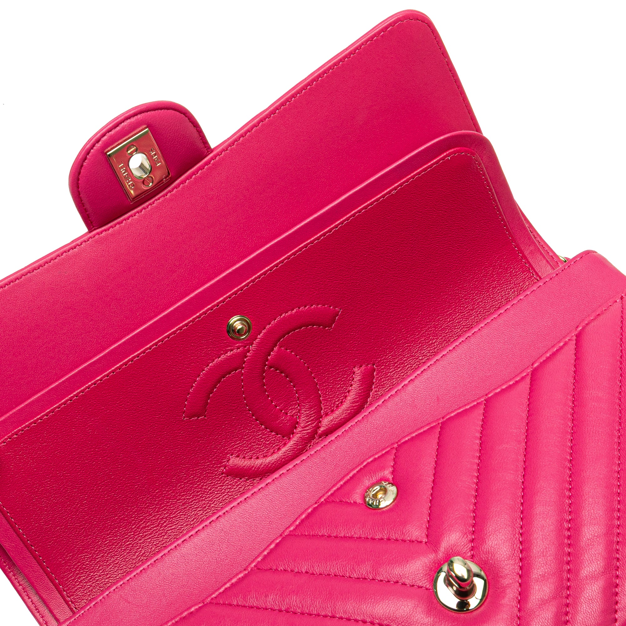 Chanel | Pre-Owned Medium Classic Chevron Lambskin Double Flap - IV | Pink/Blush