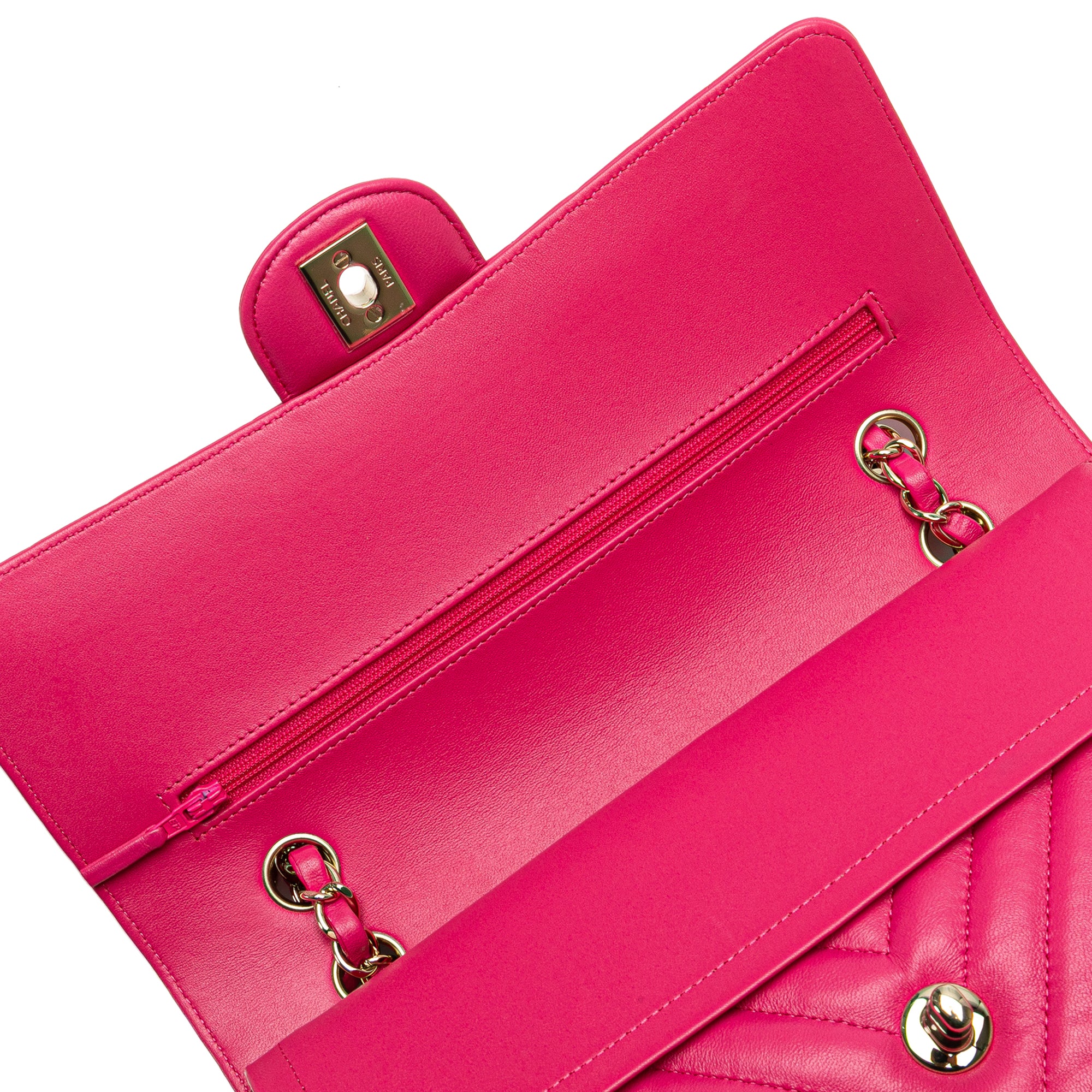 Chanel | Pre-Owned Medium Classic Chevron Lambskin Double Flap - IV | Pink/Blush