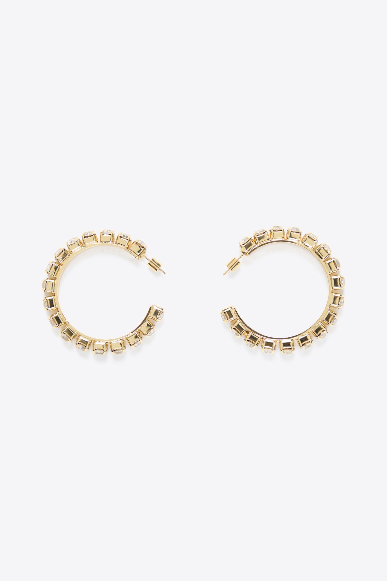 Medium Classic Round Hoops 2in | Clear/Gold
