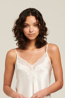 Silk Cami With Lace | Ivory/Ivory Lace