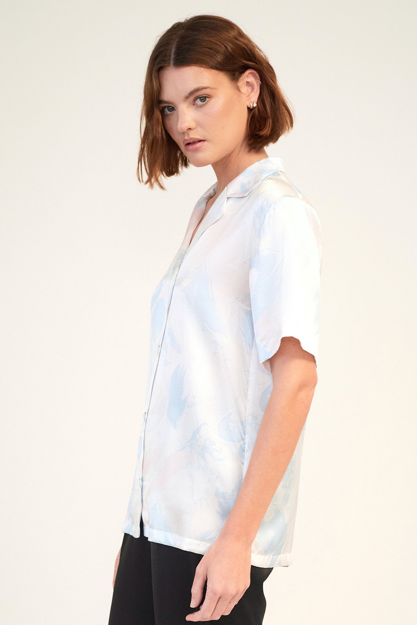 GINIA Silk Camp Shirt Cascade