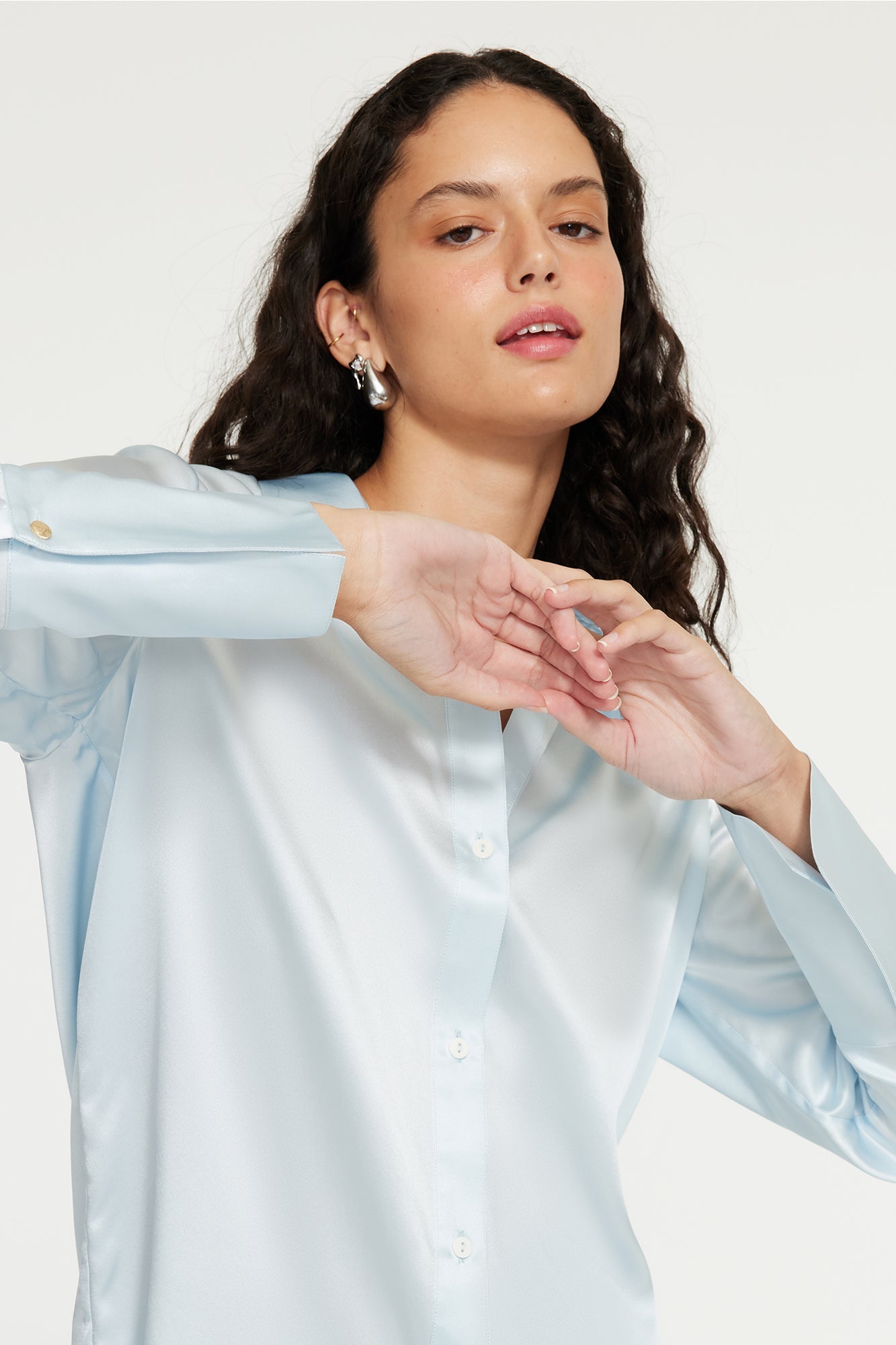 The Isla Shirt By GINIA In Ice Blue