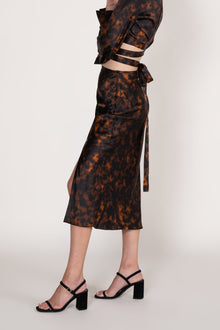 GINIA Thea Slim Line Skirt  in Ember - 100% 19 Momme Silk