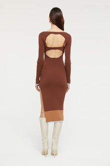 GINIA Hazel Dress in Chocolate/Sky Blue