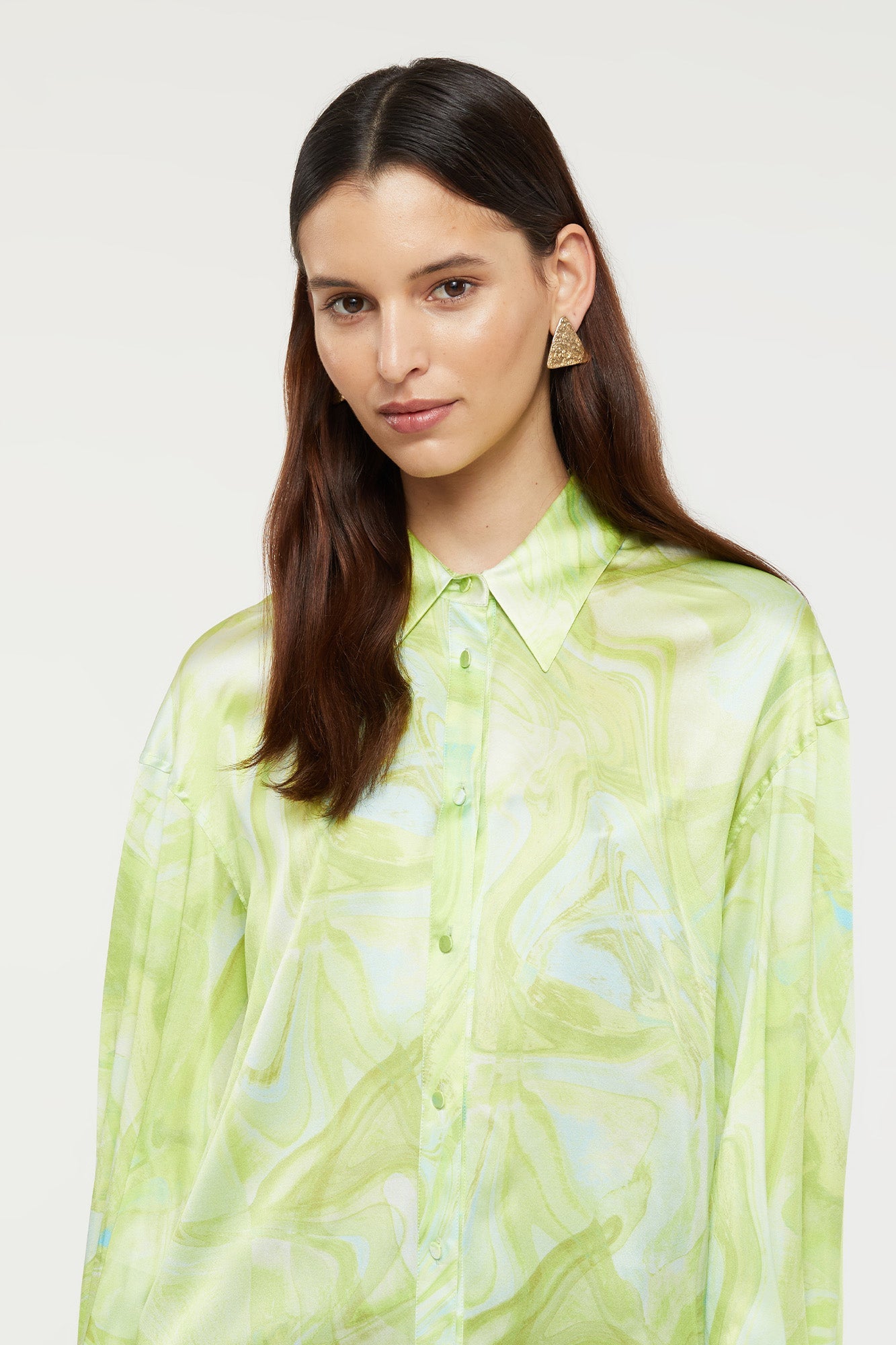 Gaia Shirt | Lime Swirl Print