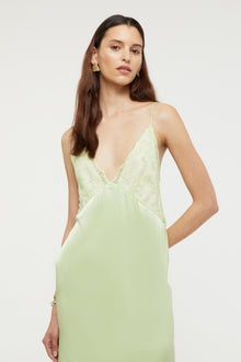 GINIA Desire Dress in Pure Lime 19 Momme Silk