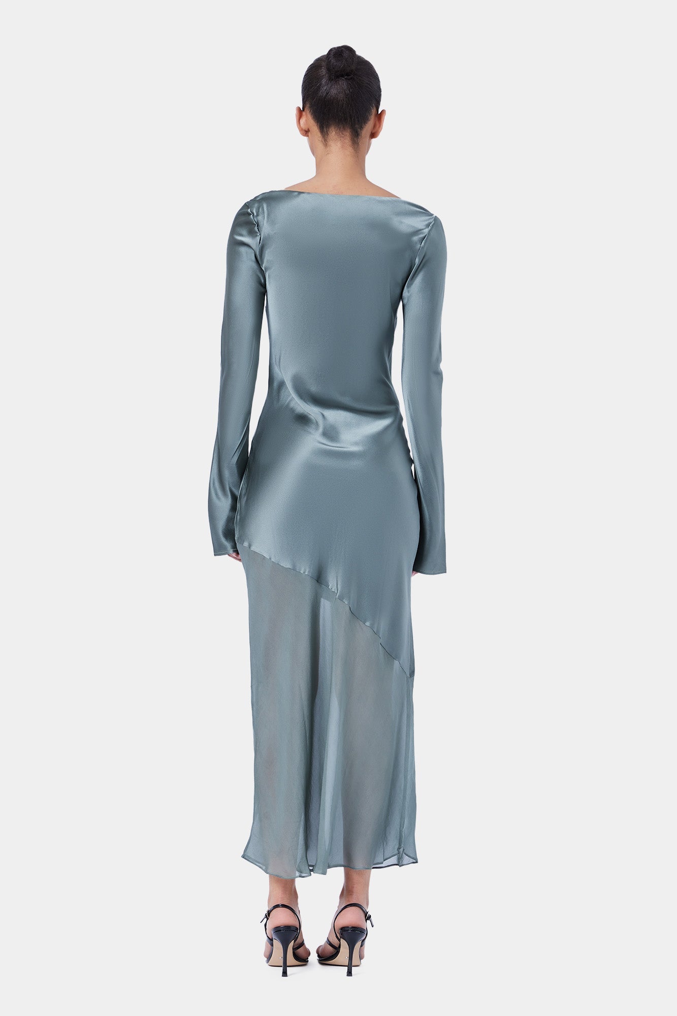 The Asym Splice LS Dress By GINIA In Moss