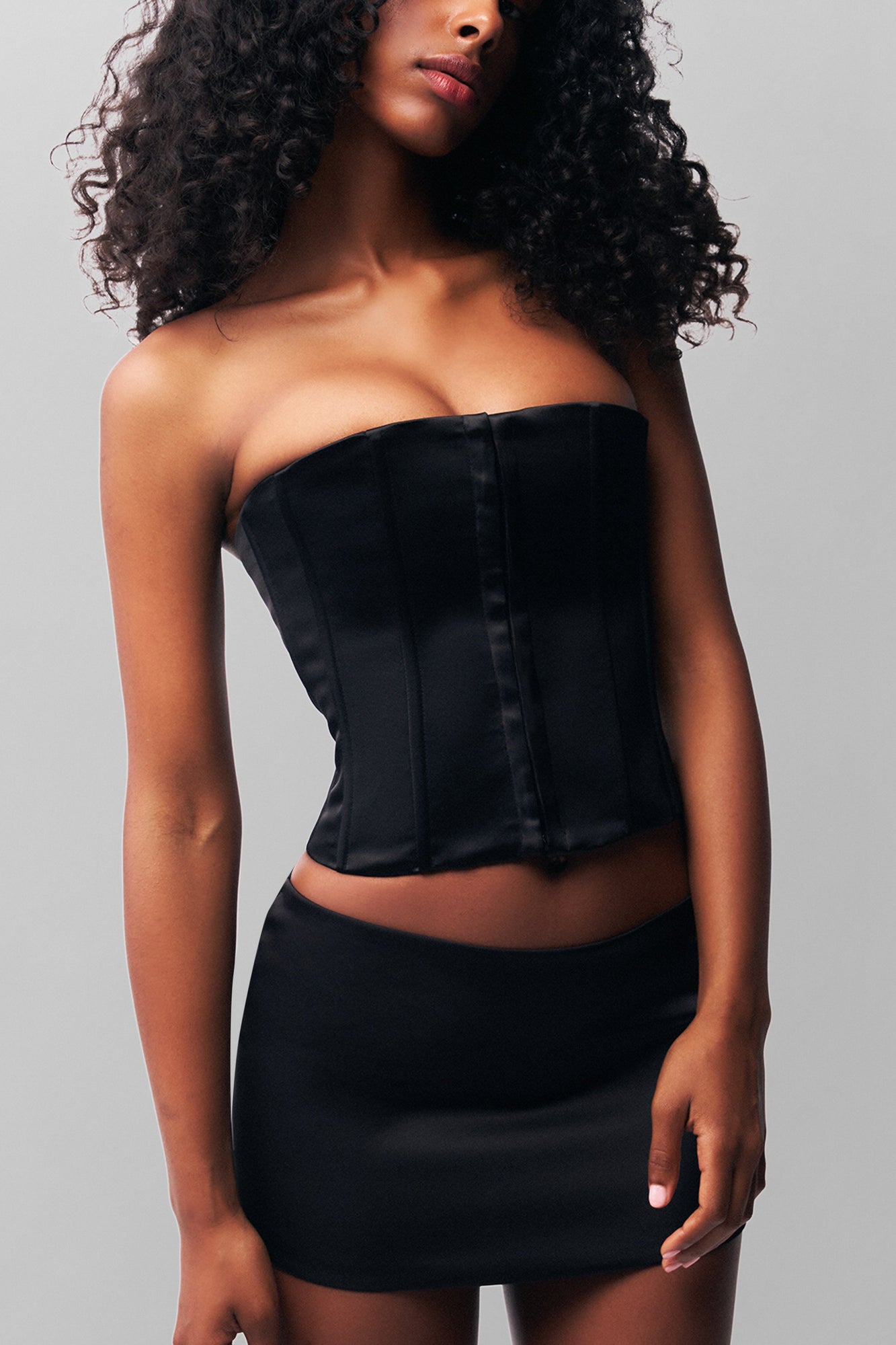 Womens | Satin Corset | Black