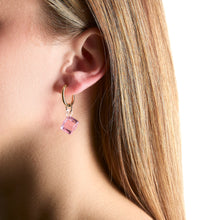 Pink Glass | Geo Earrings | Gold