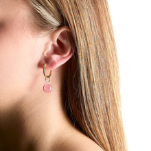 Pink Glass | Geo Earrings | Gold