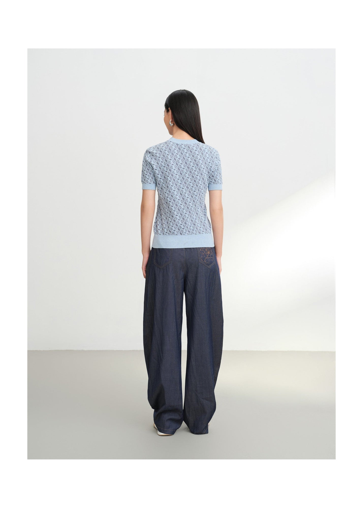 Geometric Textured Knit Sweater | Blue