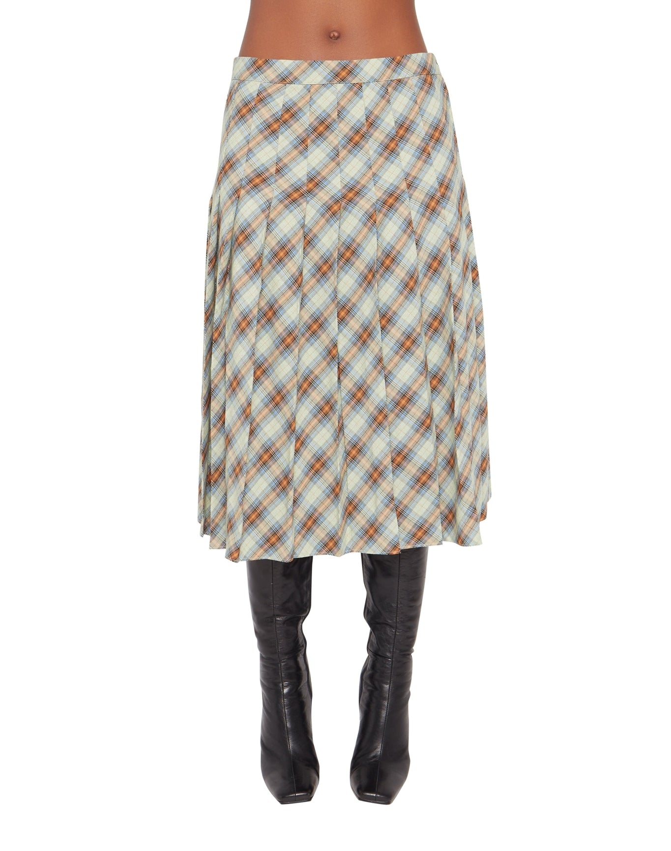 Gibson Pleated Skirt | Green Plaid