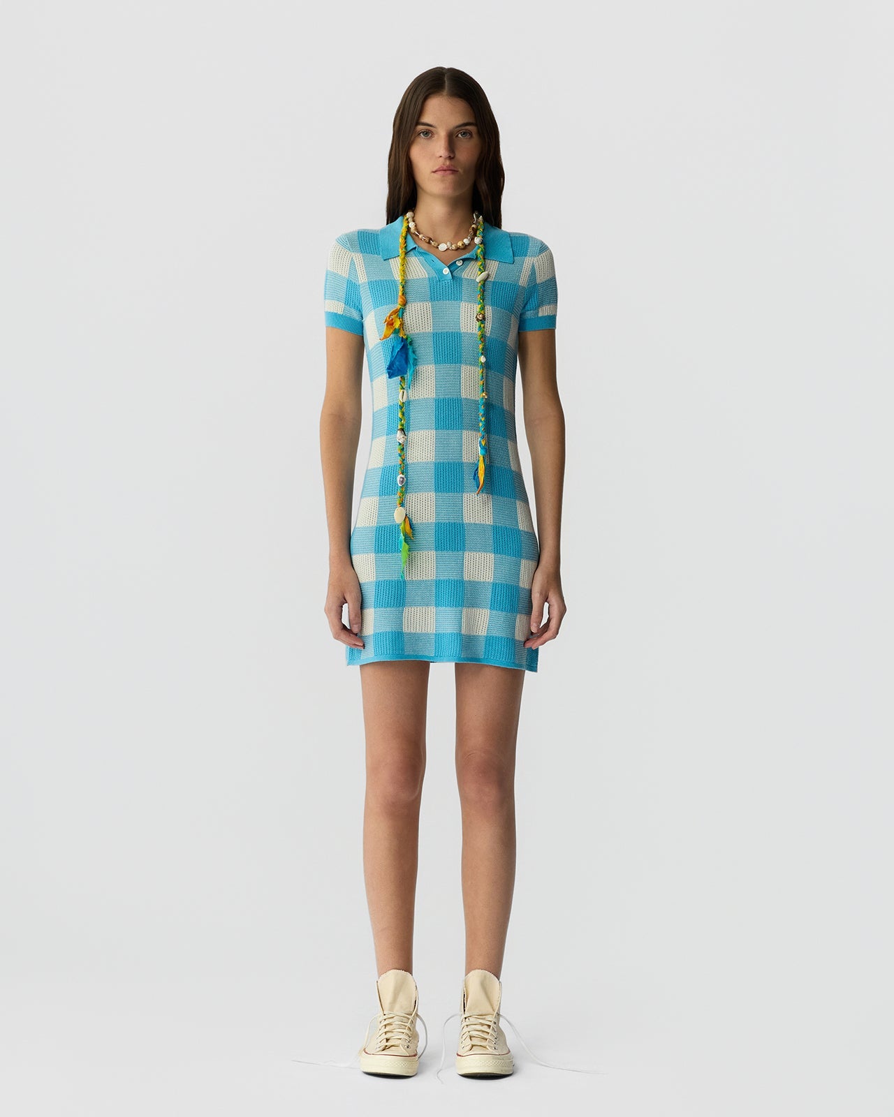 Gingham Polo Dress | Swimming Pool/Cream