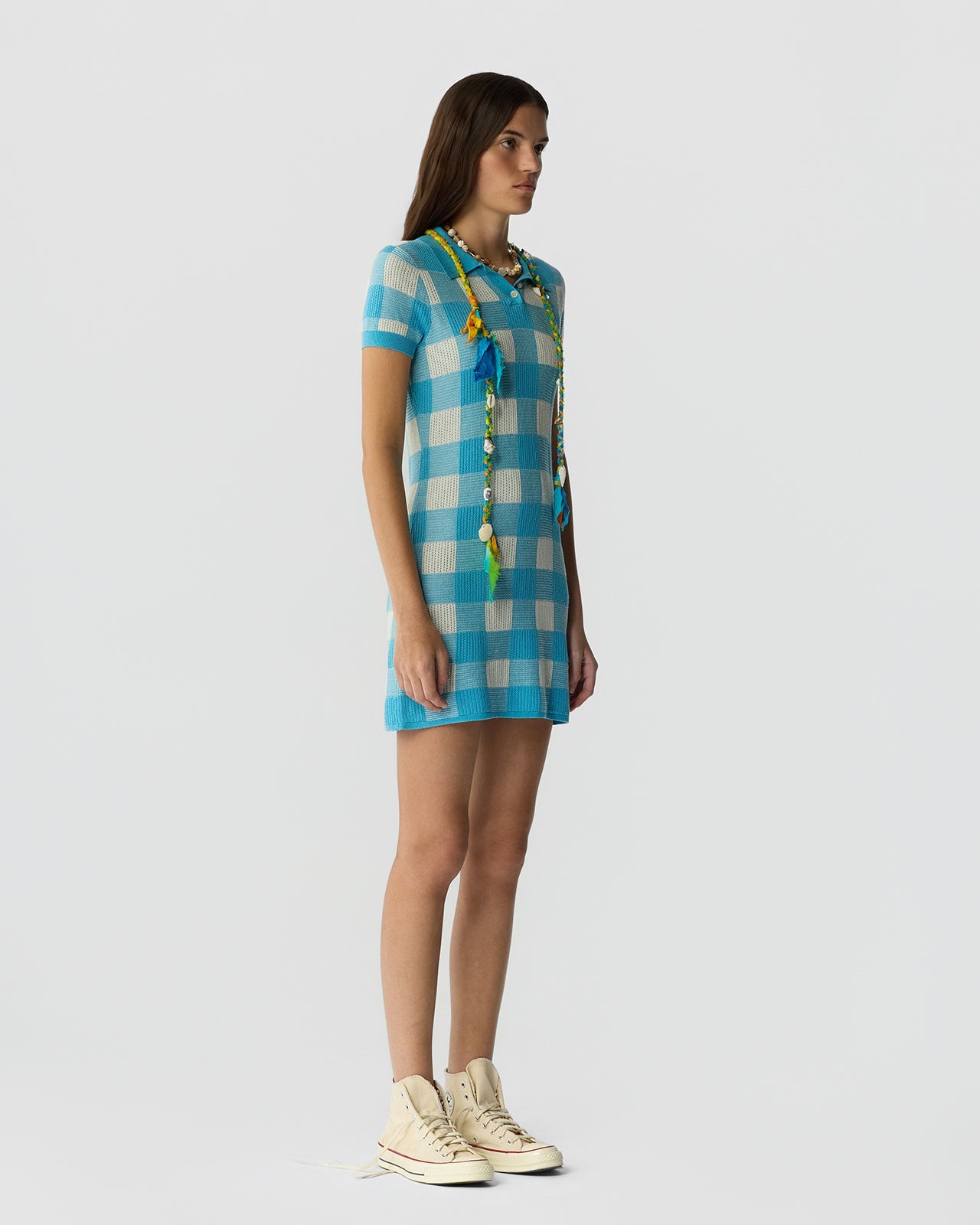 Gingham Polo Dress | Swimming Pool/Cream